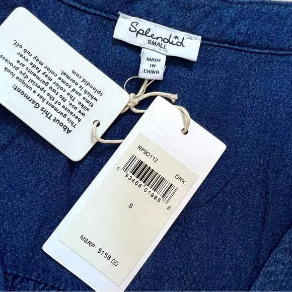 NWT Splendid Willow Tie-Waist Dark Wash Dress - Picture 10 of 13